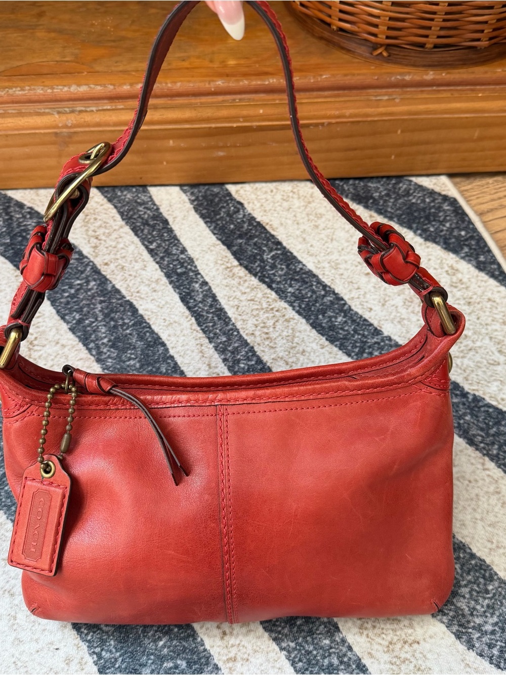 vintage Coach Bleecker small leather shoulder bag red EUC rare - Picture 1 of 9